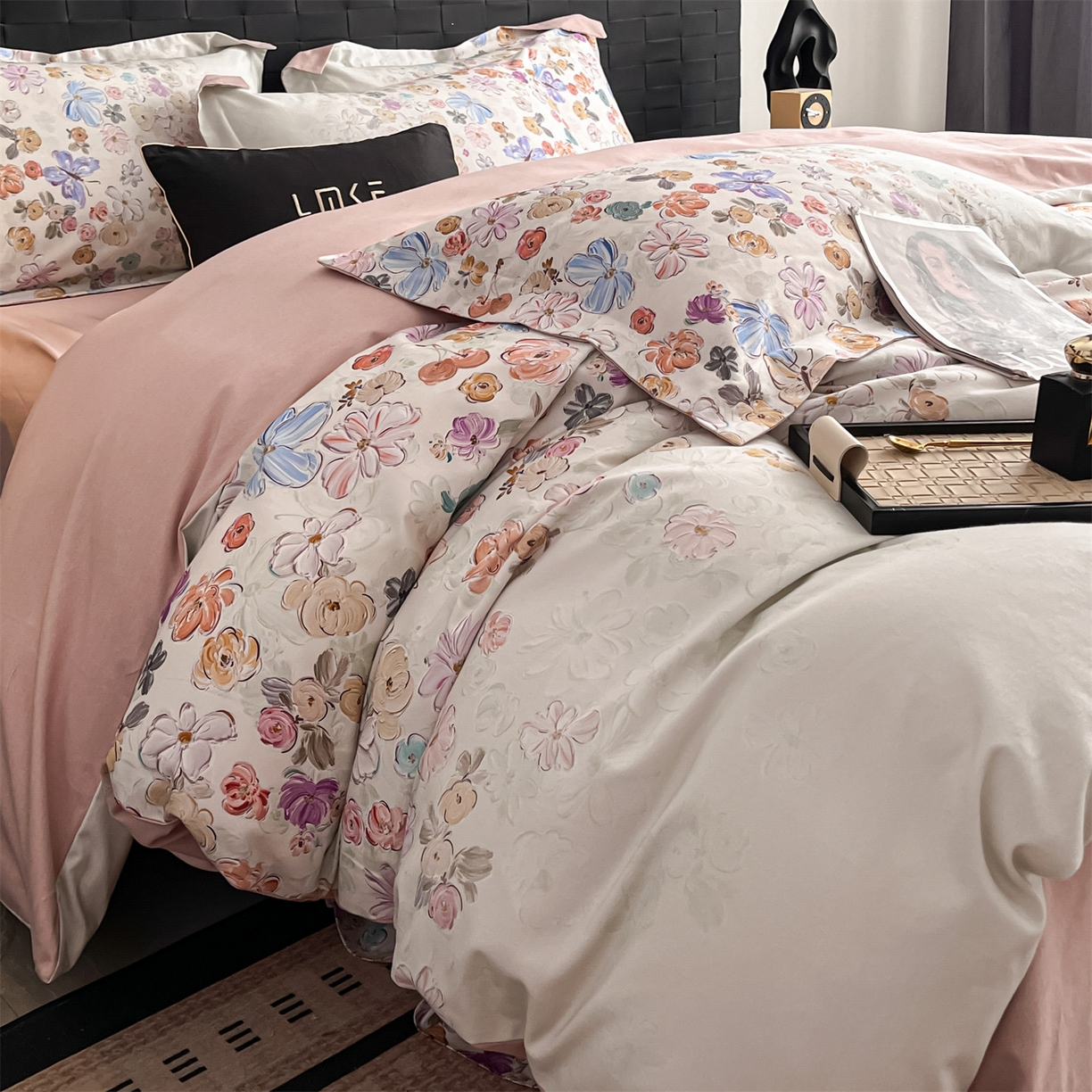 91家纺网 家纺一手货源 找家纺 蓝米卡夫 2025秋冬-全棉生态磨毛数码印花（礼盒包装）提供买家秀 梦云棠