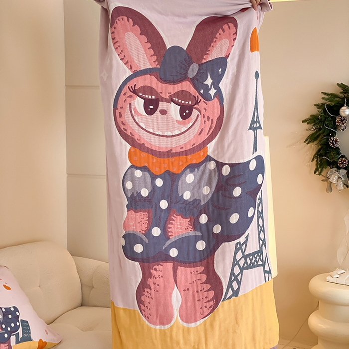 麻依 2025新款拉布獸四層全棉純棉紗布浴巾 巴黎拉布 75x160cm