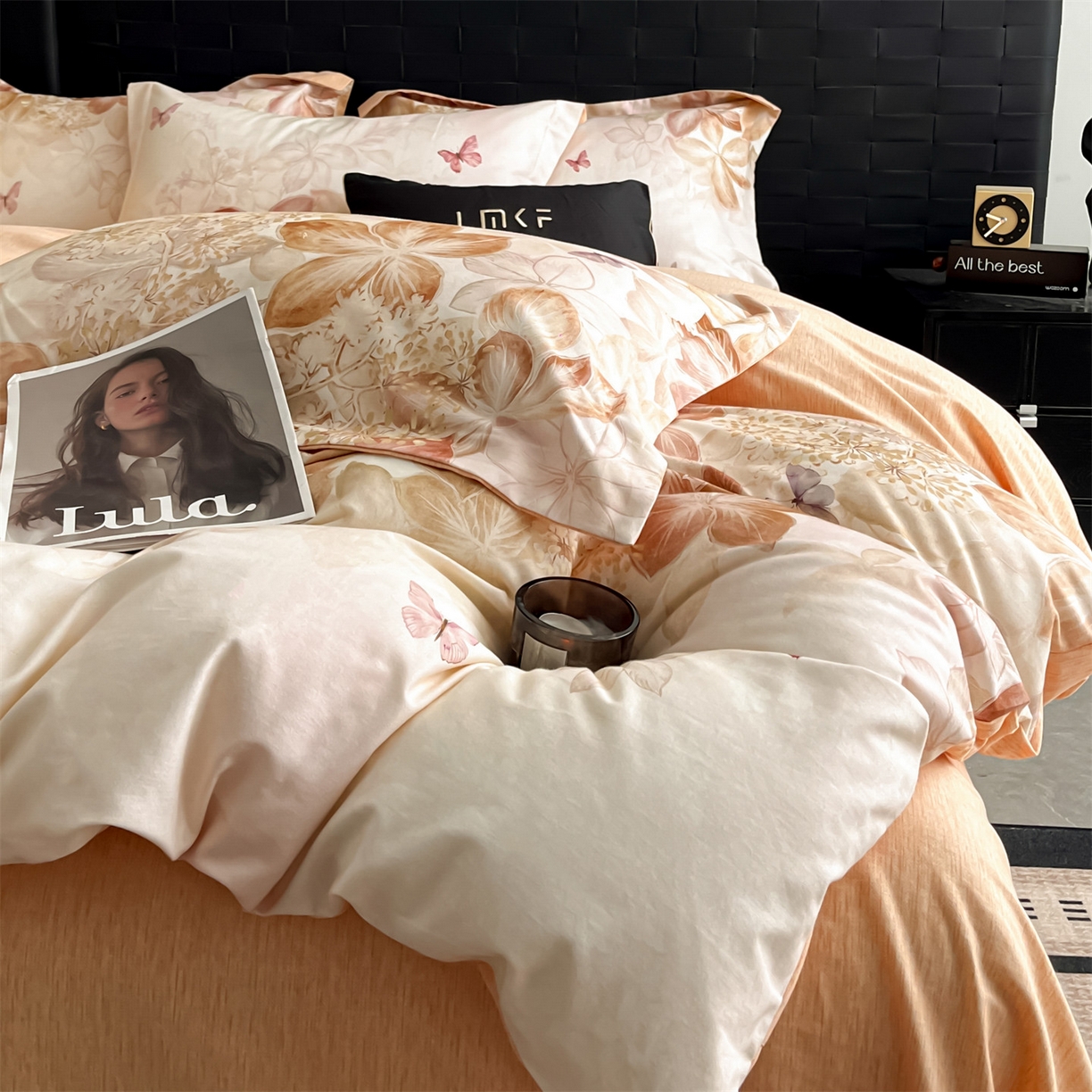 91家纺网 家纺一手货源 找家纺 蓝米卡夫 2025秋冬-全棉生态磨毛数码印花（礼盒包装）提供买家秀 炫彩蝶舞