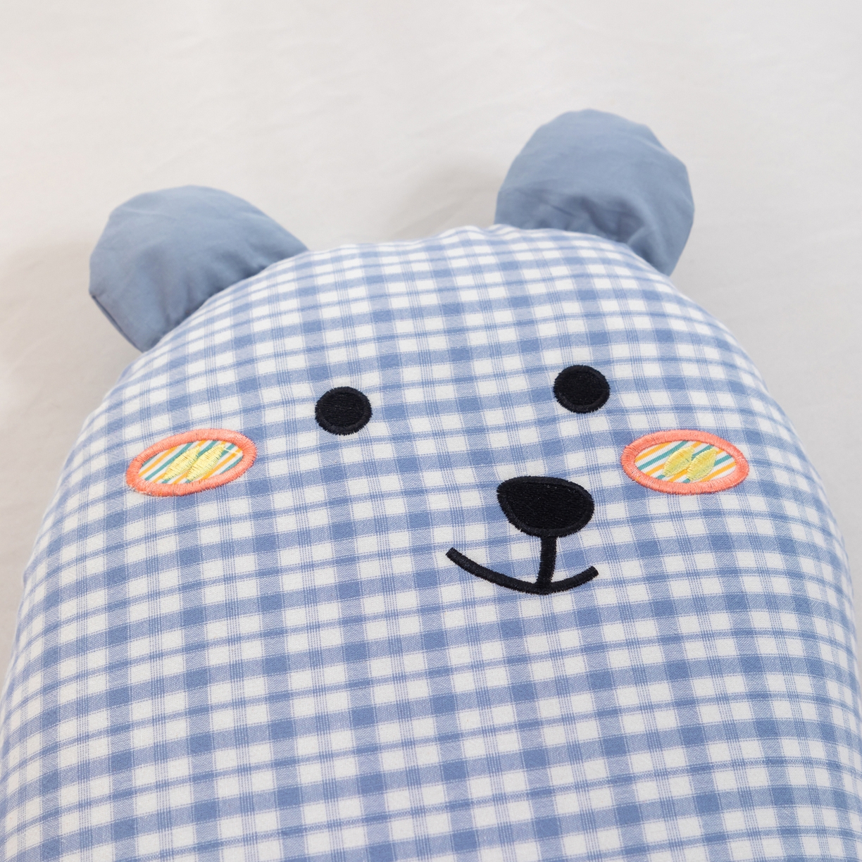 91家纺网 家纺一手货源 找家纺 大熊枕芯 2025新款全棉小熊荞麦枕头枕芯 慵懒熊荞麦枕-蓝