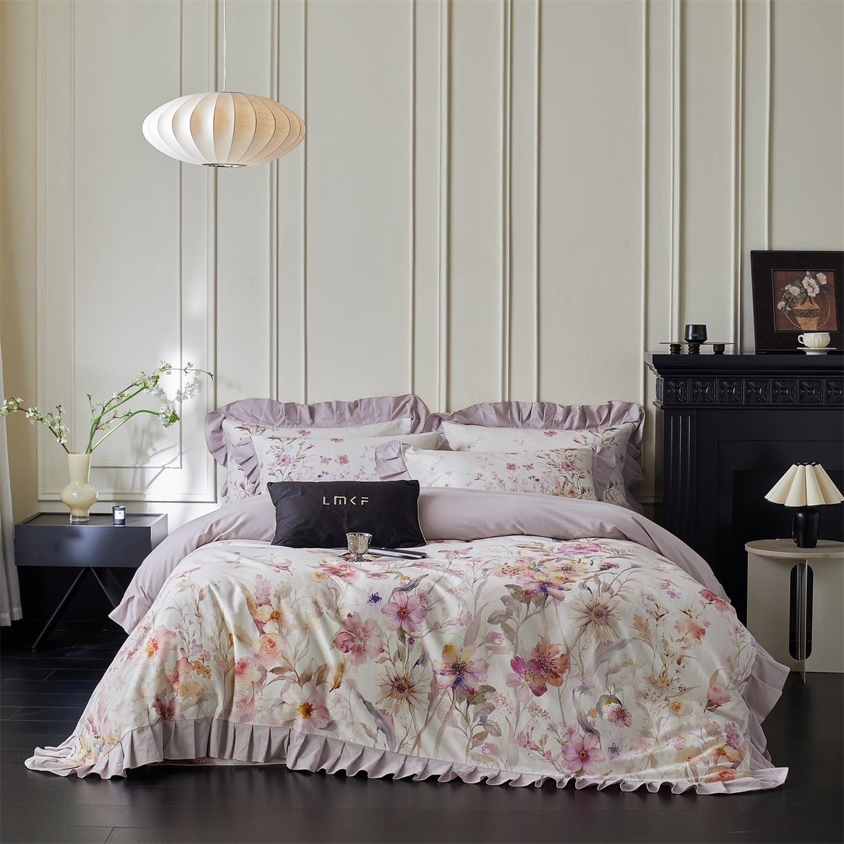 91家纺网 家纺一手货源 找家纺 （总）蓝米卡夫 2025秋冬-全棉生态磨毛数码印花-大版花边（礼盒包装）-拍摄风格1 提供买家秀