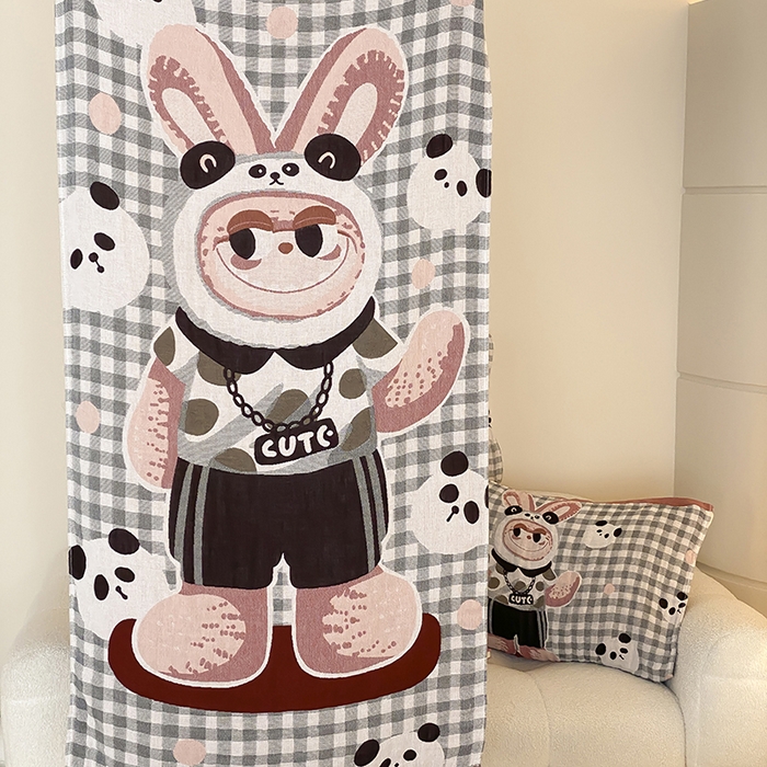 麻依 2025新款拉布獸四層全棉純棉紗布浴巾 熊貓拉布 75x160cm