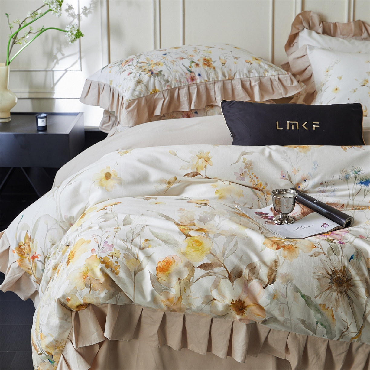 91家纺网 家纺一手货源 找家纺 蓝米卡夫 2025秋冬-全棉生态磨毛数码印花-大版花边（礼盒包装）-拍摄风格1 提供买家秀 可可托海-浅驼