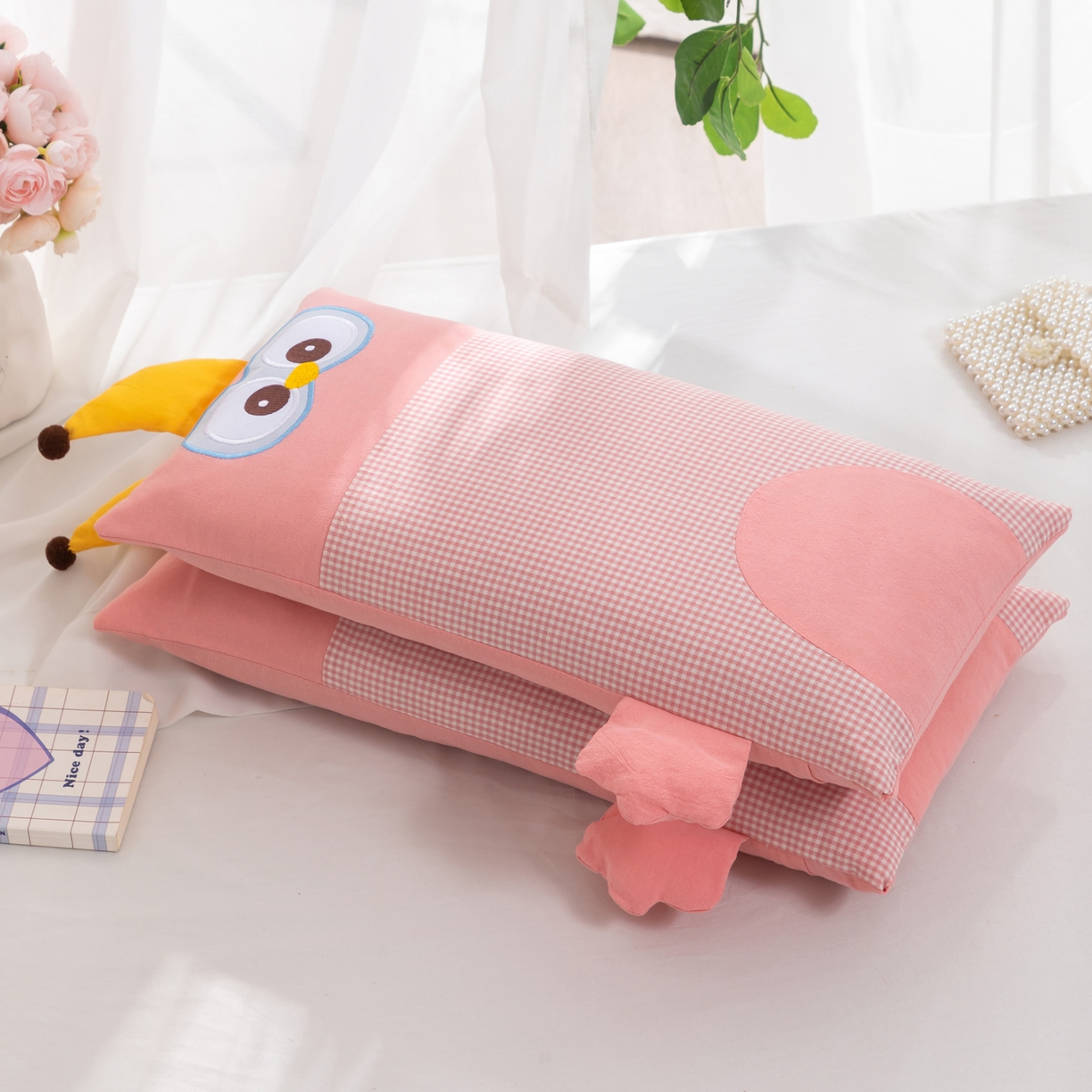 91家纺网 家纺一手货源 找家纺 （总）大熊枕芯 2025新款贴布绣卡通荞麦枕头枕芯