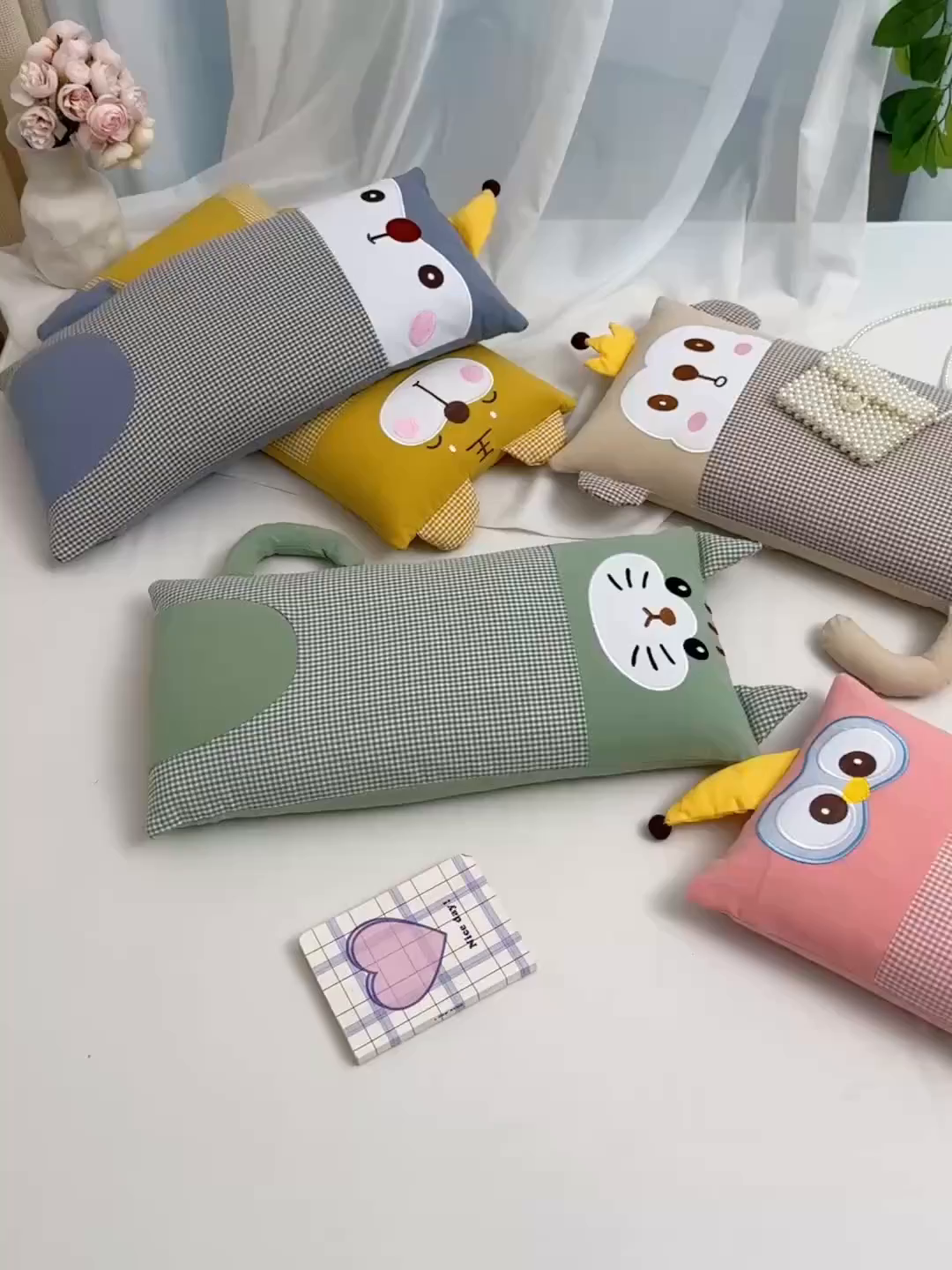 91家纺网 家纺一手货源 找家纺 （总）大熊枕芯 2025新款贴布绣卡通荞麦枕头枕芯