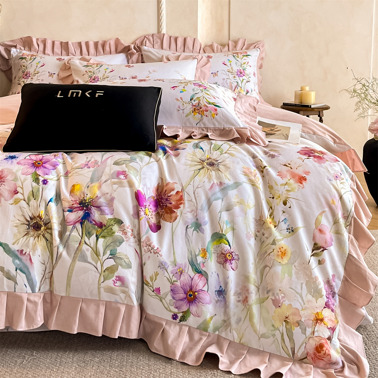 91家纺网 家纺一手货源 找家纺 （总）蓝米卡夫 2025秋冬-全棉生态磨毛数码印花-大版花边（礼盒包装）-拍摄风格2 提供买家秀