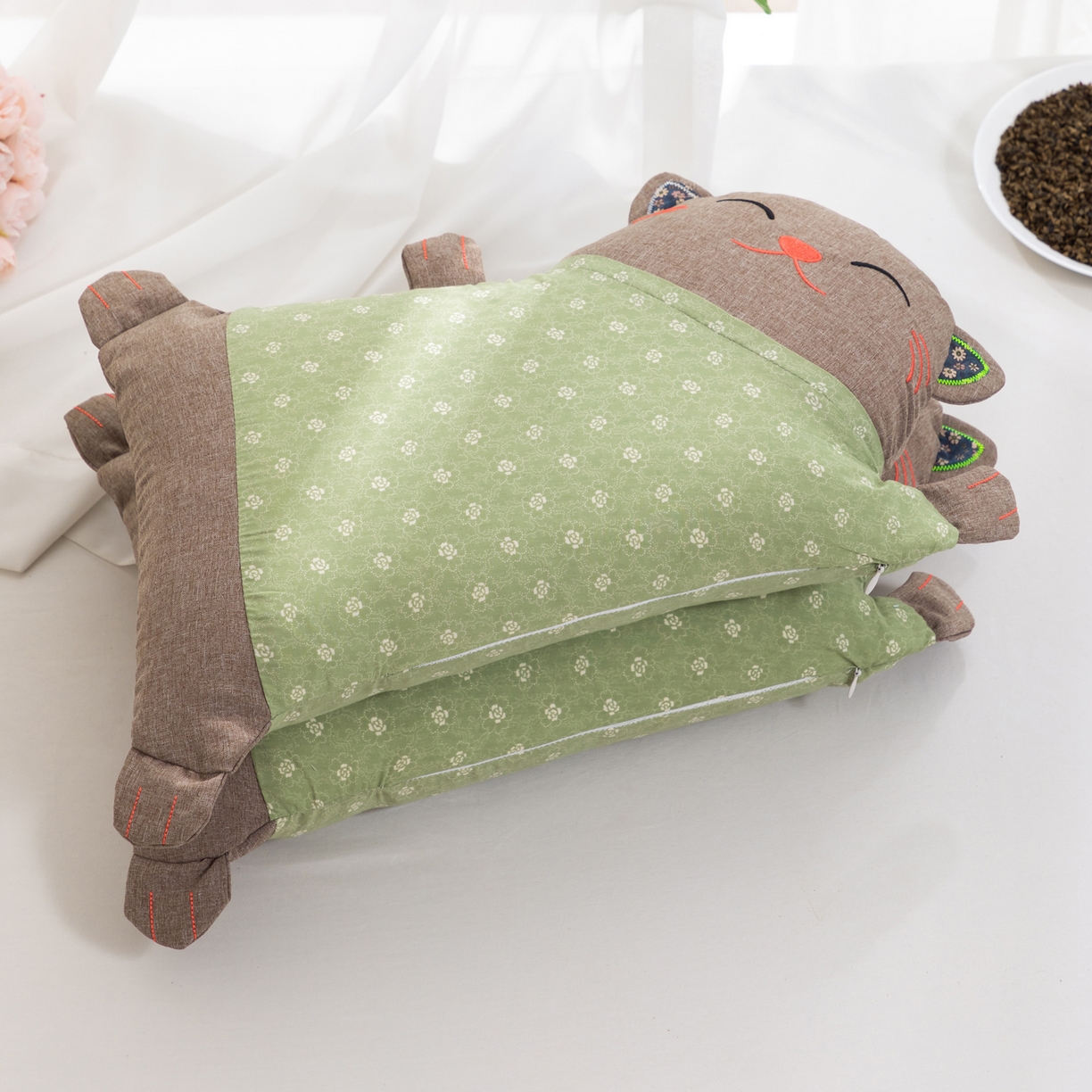 91家纺网 家纺一手货源 找家纺 （总）大熊枕芯 2025新款招财猫荞麦枕头枕芯