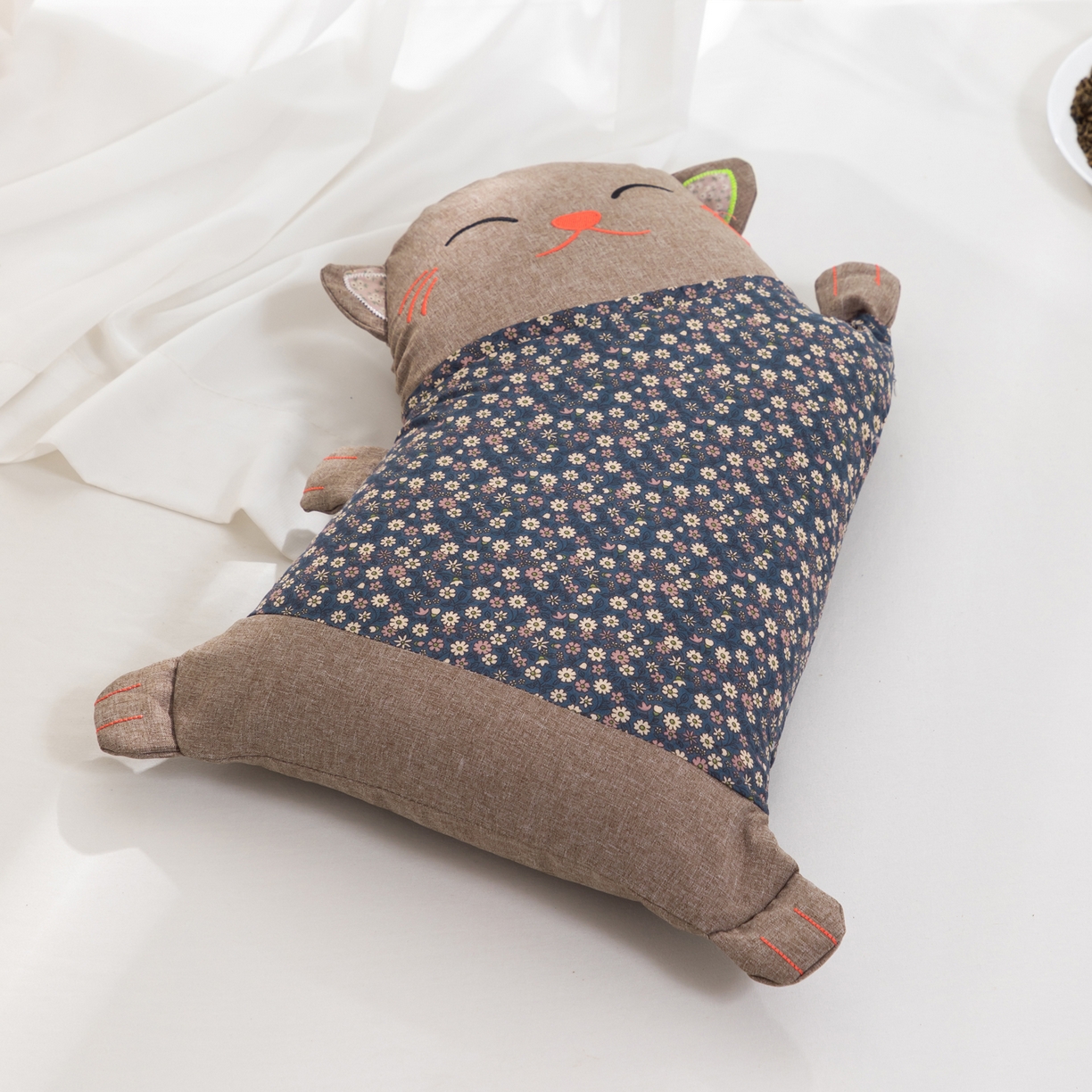 91家纺网 家纺一手货源 找家纺 大熊枕芯 2025新款招财猫荞麦枕头枕芯 招财猫-灰