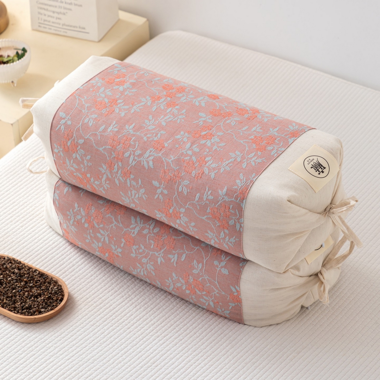 大熊枕芯 2025新款国潮棉麻荞麦枕头枕芯 枫叶-红