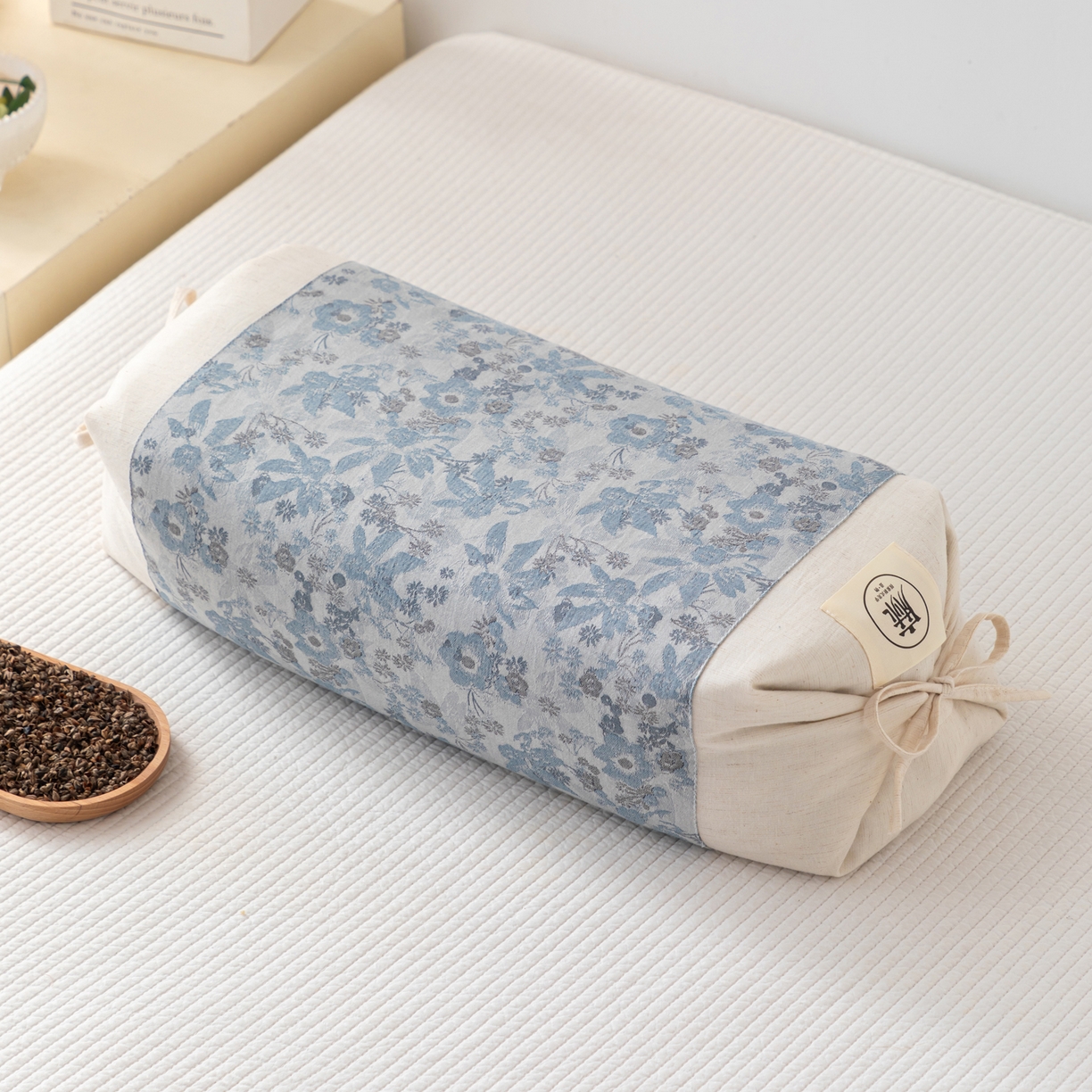 91家纺网 家纺一手货源 找家纺 大熊枕芯 2025新款国潮棉麻荞麦枕头枕芯 枫叶-蓝