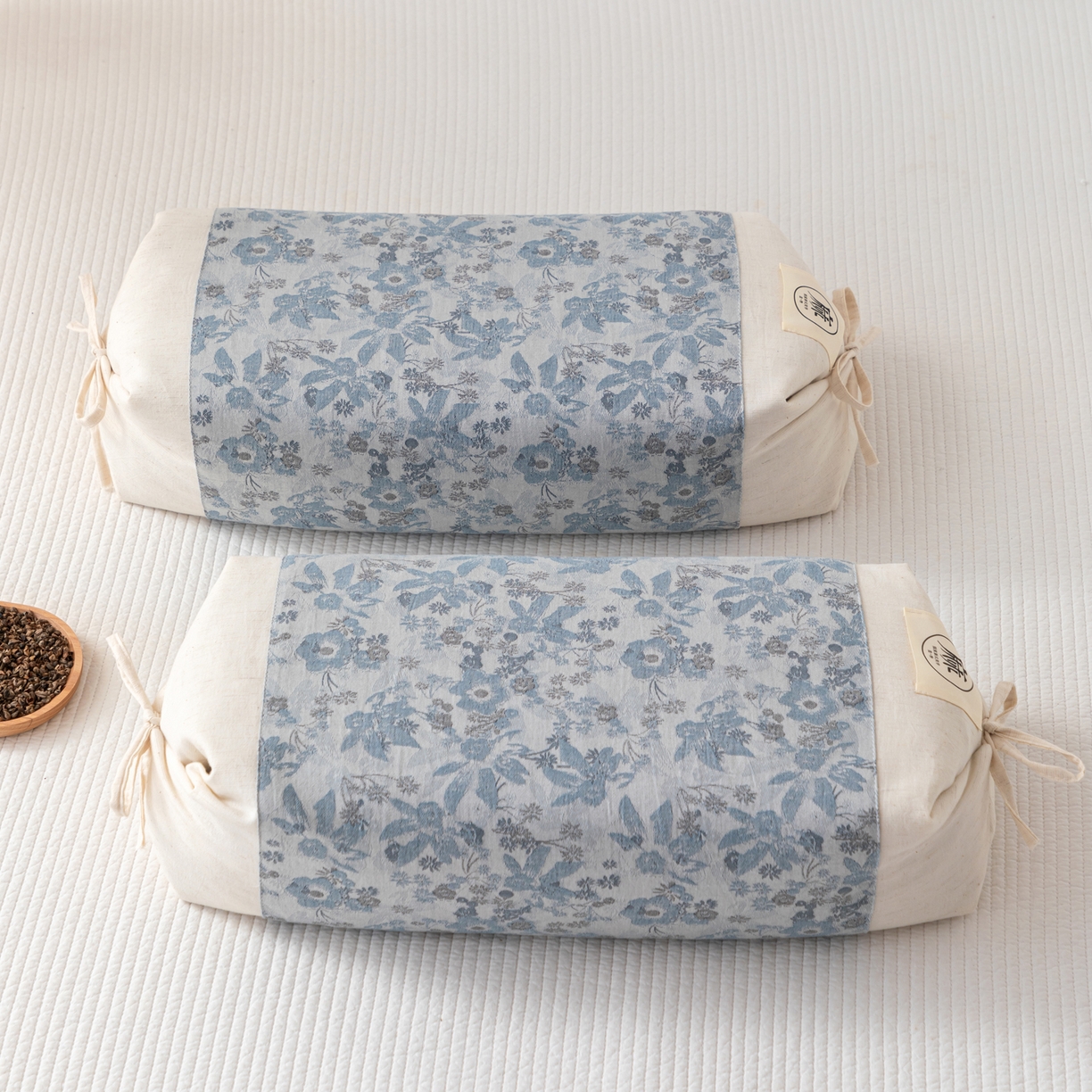 91家纺网 家纺一手货源 找家纺 大熊枕芯 2025新款国潮棉麻荞麦枕头枕芯 枫叶-蓝