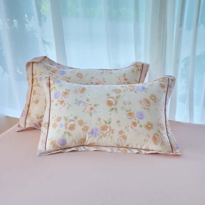 91家纺网 家纺一手货源 找家纺 铭博家纺 2025新款直播爆款100%全棉吊边一字绣工艺款13070印花全棉四件套 浮云花浔