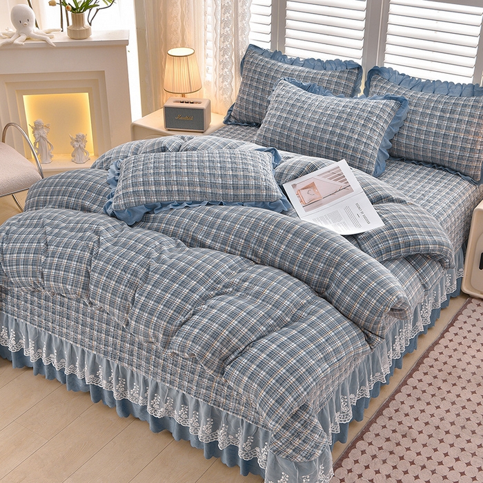 91家纺网 家纺一手货源 找家纺 （总）艺慕家纺 2025新款时尚印花牛奶绒床盖四件套