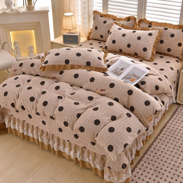 91家纺网 家纺一手货源 找家纺 （总）艺慕家纺 2025新款时尚印花牛奶绒床盖四件套