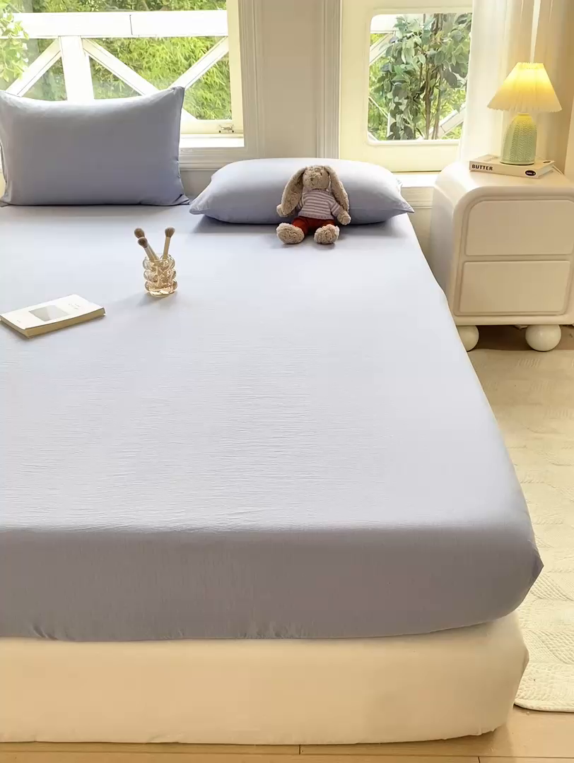 91家纺网 家纺一手货源 找家纺 （总）朵朵家纺  2025新款超柔纯色单床笠单品学生宿舍床垫保护套 