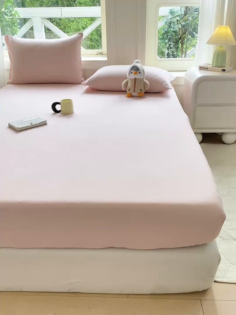 91家纺网 家纺一手货源 找家纺 （总）朵朵家纺  2025新款超柔纯色单床笠单品学生宿舍床垫保护套 