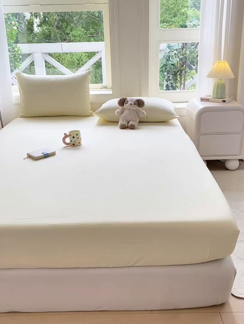 91家纺网 家纺一手货源 找家纺 （总）朵朵家纺  2025新款超柔纯色单床笠单品学生宿舍床垫保护套 