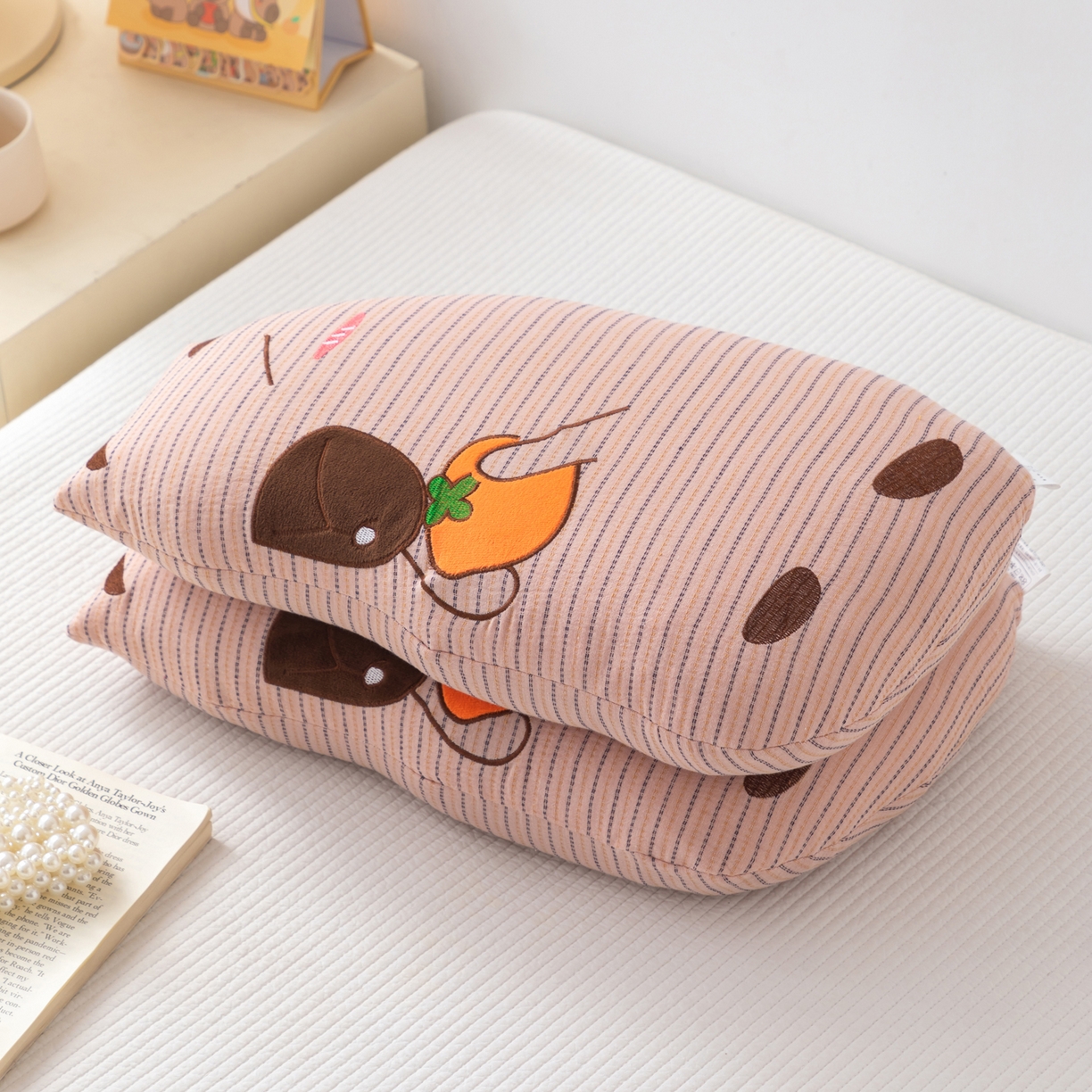 大熊枕芯 2025新款卡皮巴拉荞麦枕荞麦壳枕头枕芯 卡皮巴拉-粉