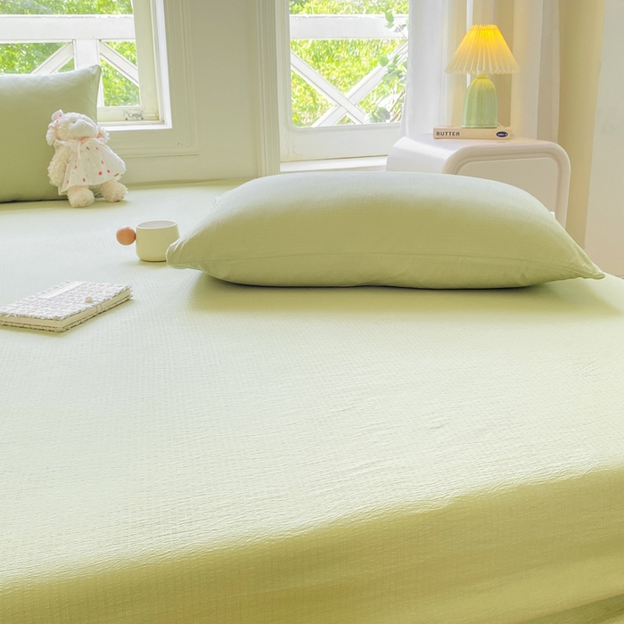 91家纺网 家纺一手货源 找家纺 朵朵家纺  2025新款超柔纯色单床笠单品学生宿舍床垫保护套  果绿