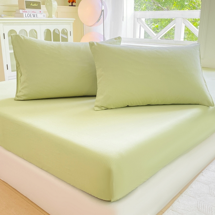 朵朵家纺  2025新款超柔纯色单床笠单品学生宿舍床垫保护套  果绿