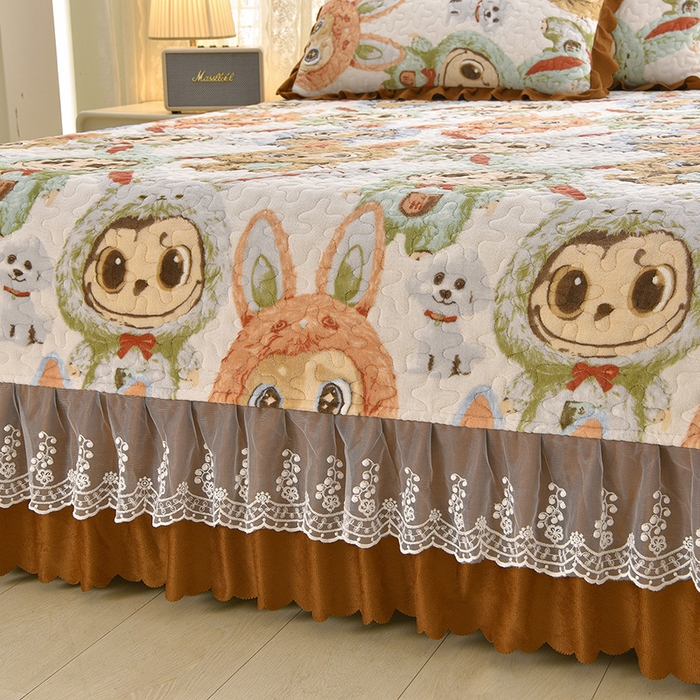 91家纺网 家纺一手货源 找家纺 艺慕家纺 2025新款时尚印花牛奶绒床盖四件套 萌宝