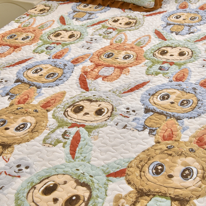 91家纺网 家纺一手货源 找家纺 艺慕家纺 2025新款时尚印花牛奶绒床盖四件套 萌宝