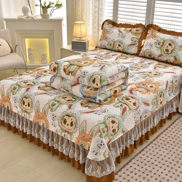 91家纺网 家纺一手货源 找家纺 艺慕家纺 2025新款时尚印花牛奶绒床盖四件套 萌宝