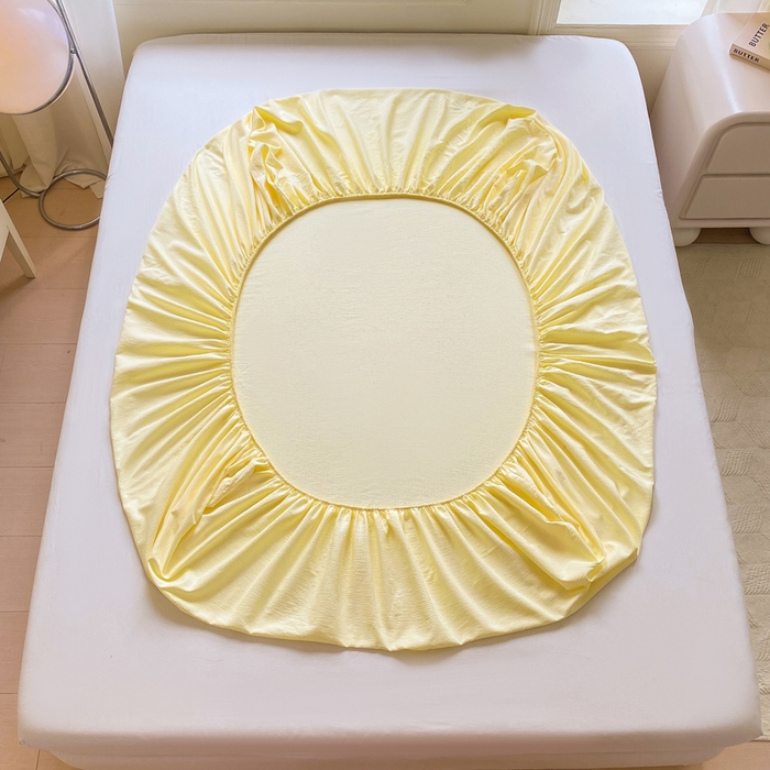 91家纺网 家纺一手货源 找家纺 朵朵家纺  2025新款超柔纯色单床笠单品学生宿舍床垫保护套  奶黄