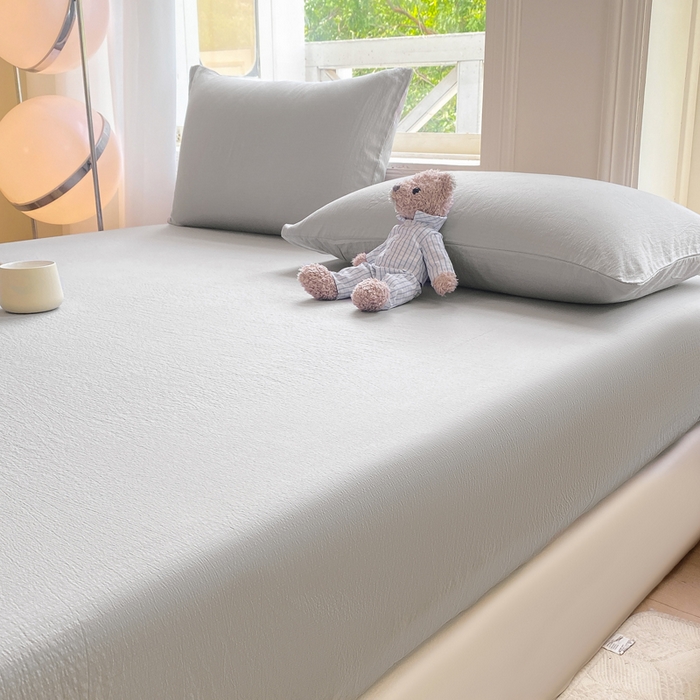 91家纺网 家纺一手货源 找家纺 朵朵家纺  2025新款超柔纯色单床笠单品学生宿舍床垫保护套  浅灰