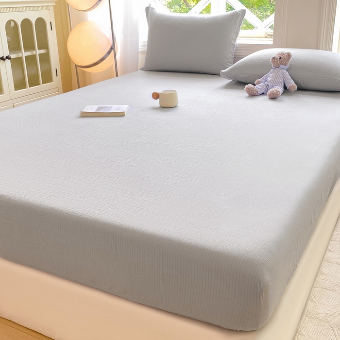 91家纺网 家纺一手货源 找家纺 朵朵家纺  2025新款超柔纯色单床笠单品学生宿舍床垫保护套  浅灰