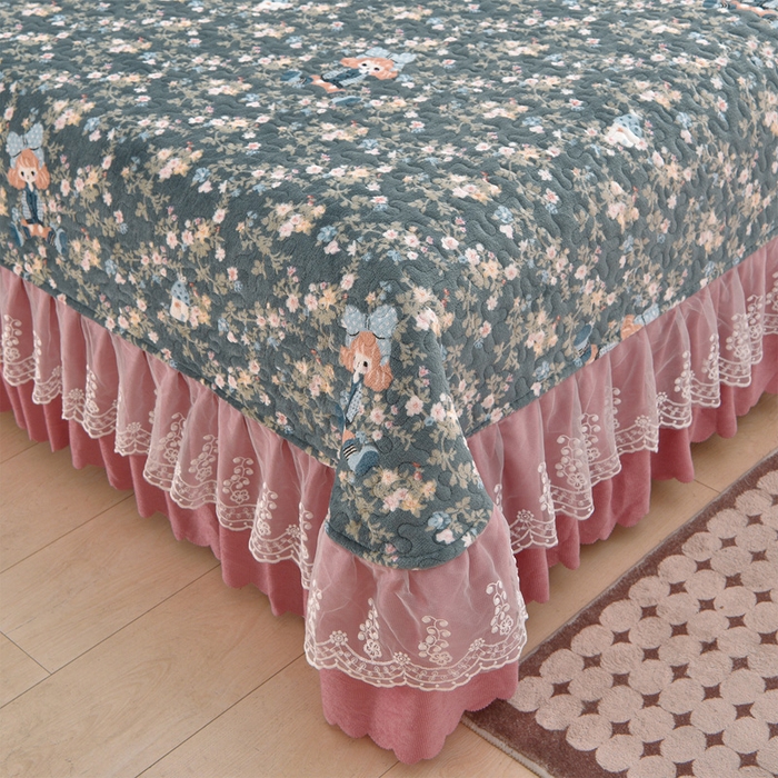 91家纺网 家纺一手货源 找家纺 艺慕家纺 2025新款时尚印花牛奶绒床盖四件套 花田公主