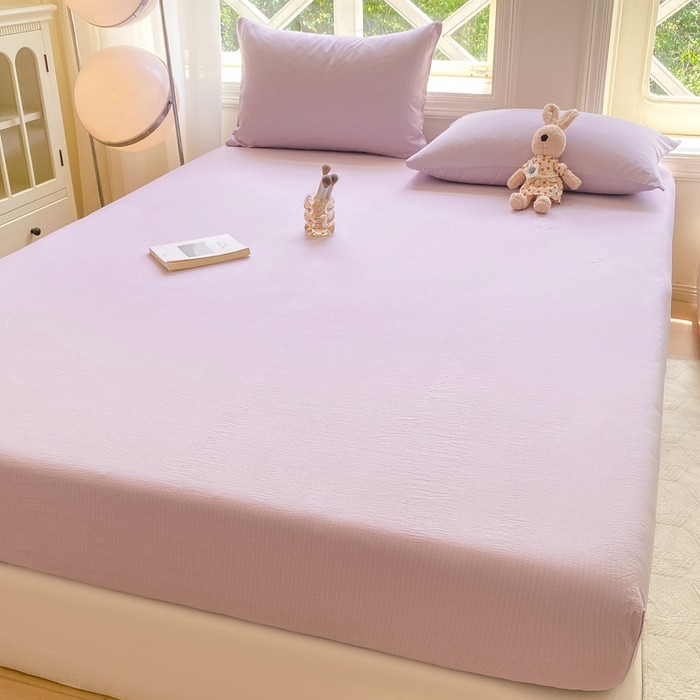 91家纺网 家纺一手货源 找家纺 朵朵家纺  2025新款超柔纯色单床笠单品学生宿舍床垫保护套  香芋紫