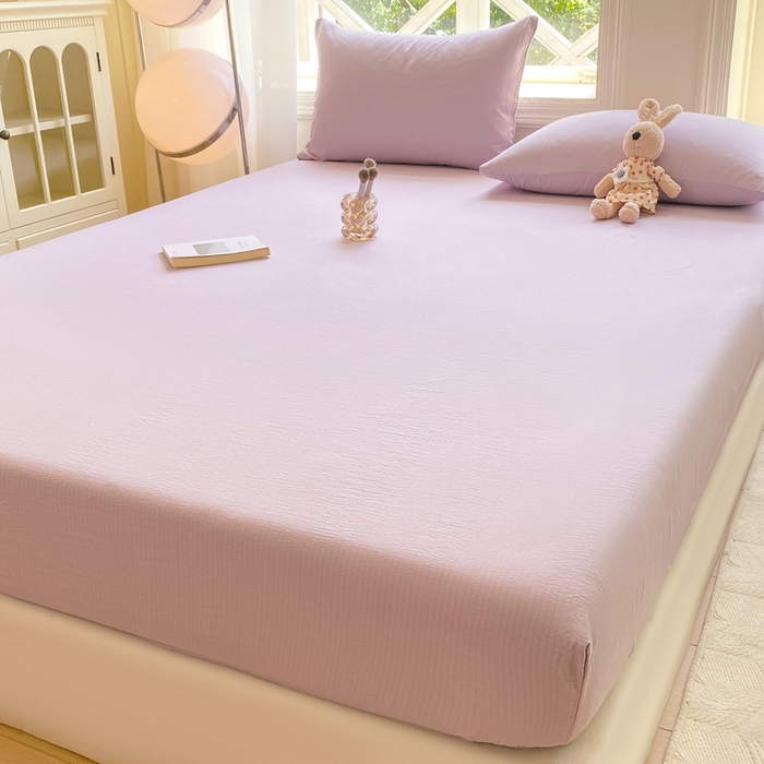 91家纺网 家纺一手货源 找家纺 朵朵家纺  2025新款超柔纯色单床笠单品学生宿舍床垫保护套  香芋紫