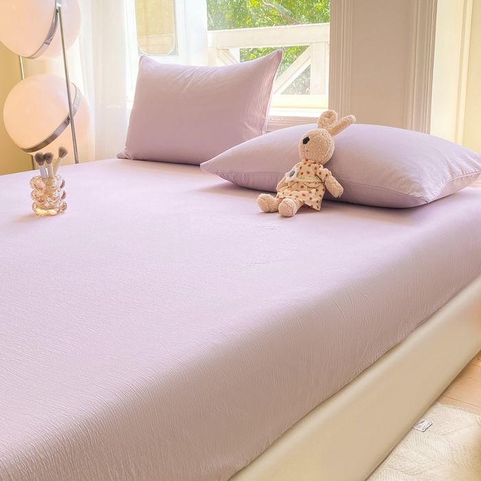 91家纺网 家纺一手货源 找家纺 朵朵家纺  2025新款超柔纯色单床笠单品学生宿舍床垫保护套  香芋紫