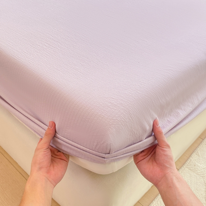 91家纺网 家纺一手货源 找家纺 朵朵家纺  2025新款超柔纯色单床笠单品学生宿舍床垫保护套  香芋紫