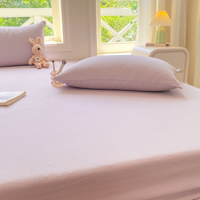 91家纺网 家纺一手货源 找家纺 朵朵家纺  2025新款超柔纯色单床笠单品学生宿舍床垫保护套  香芋紫