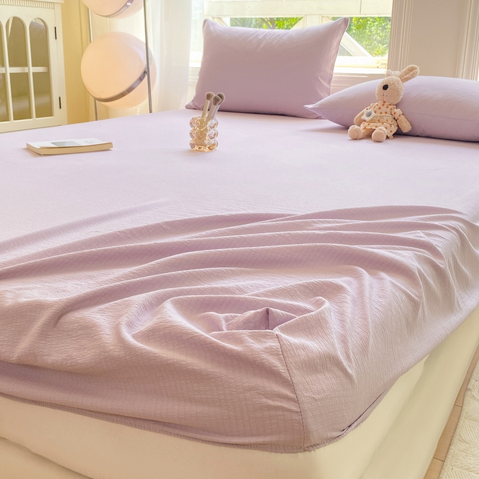 91家纺网 家纺一手货源 找家纺 朵朵家纺  2025新款超柔纯色单床笠单品学生宿舍床垫保护套  香芋紫