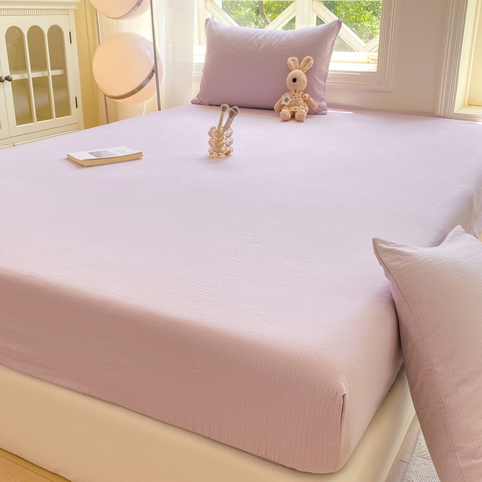 91家纺网 家纺一手货源 找家纺 朵朵家纺  2025新款超柔纯色单床笠单品学生宿舍床垫保护套  香芋紫