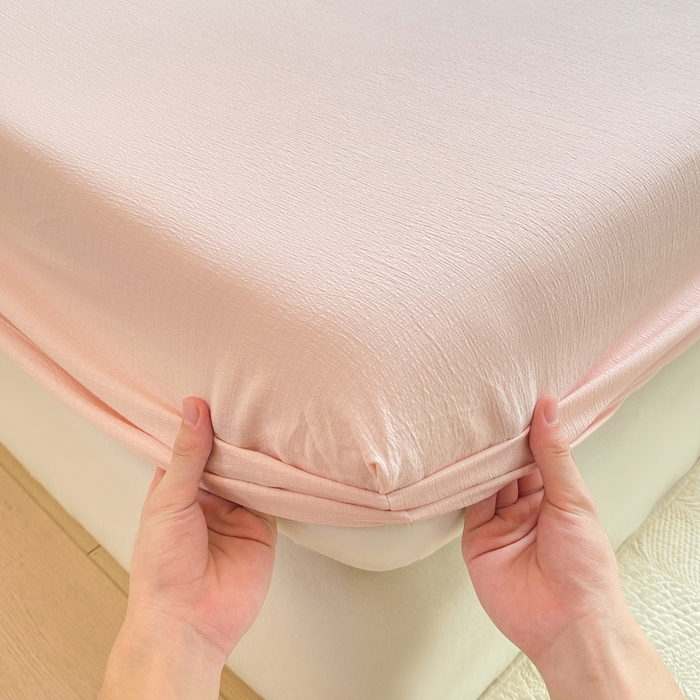 91家纺网 家纺一手货源 找家纺 朵朵家纺  2025新款超柔纯色单床笠单品学生宿舍床垫保护套  樱花粉