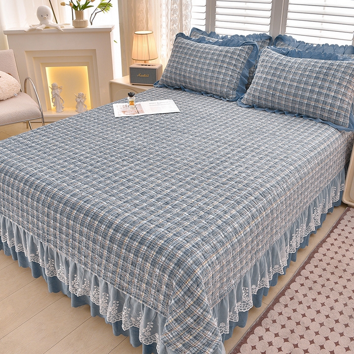 91家纺网 家纺一手货源 找家纺 艺慕家纺 2025新款时尚印花牛奶绒床盖四件套 格韵