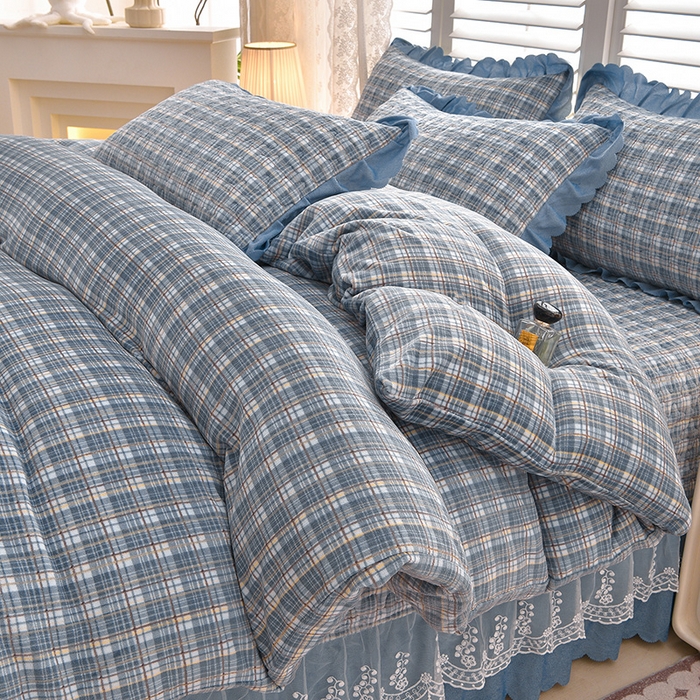 91家纺网 家纺一手货源 找家纺 艺慕家纺 2025新款时尚印花牛奶绒床盖四件套 格韵