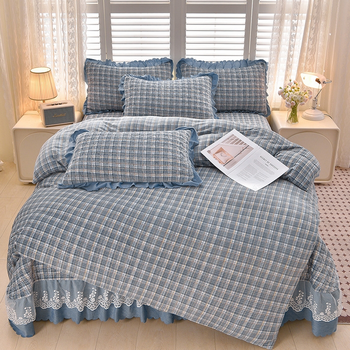 91家纺网 家纺一手货源 找家纺 艺慕家纺 2025新款时尚印花牛奶绒床盖四件套 格韵