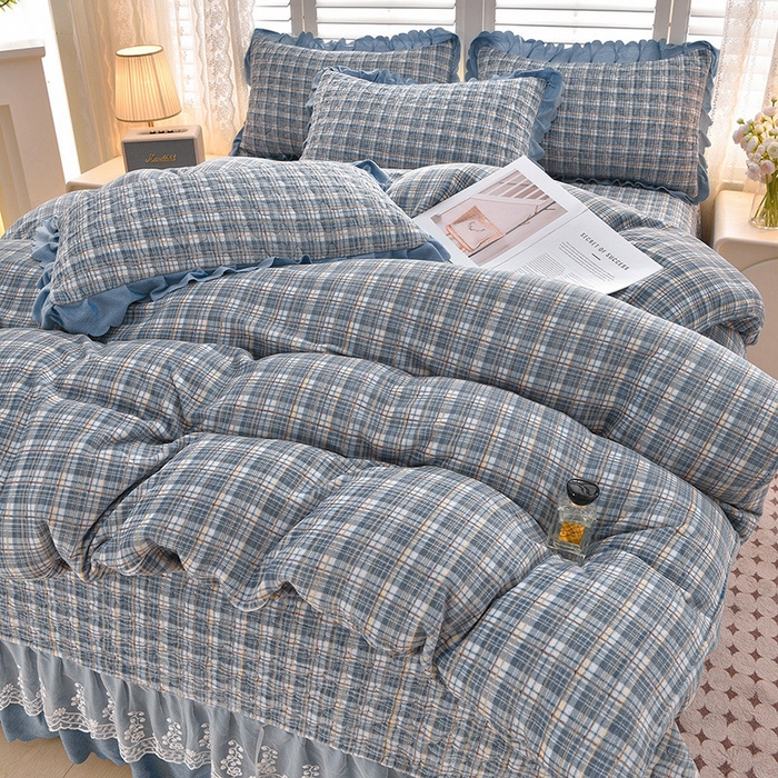 91家纺网 家纺一手货源 找家纺 艺慕家纺 2025新款时尚印花牛奶绒床盖四件套 格韵