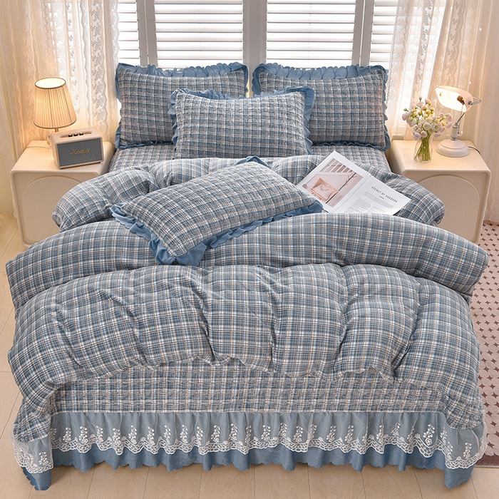 91家纺网 家纺一手货源 找家纺 艺慕家纺 2025新款时尚印花牛奶绒床盖四件套 格韵