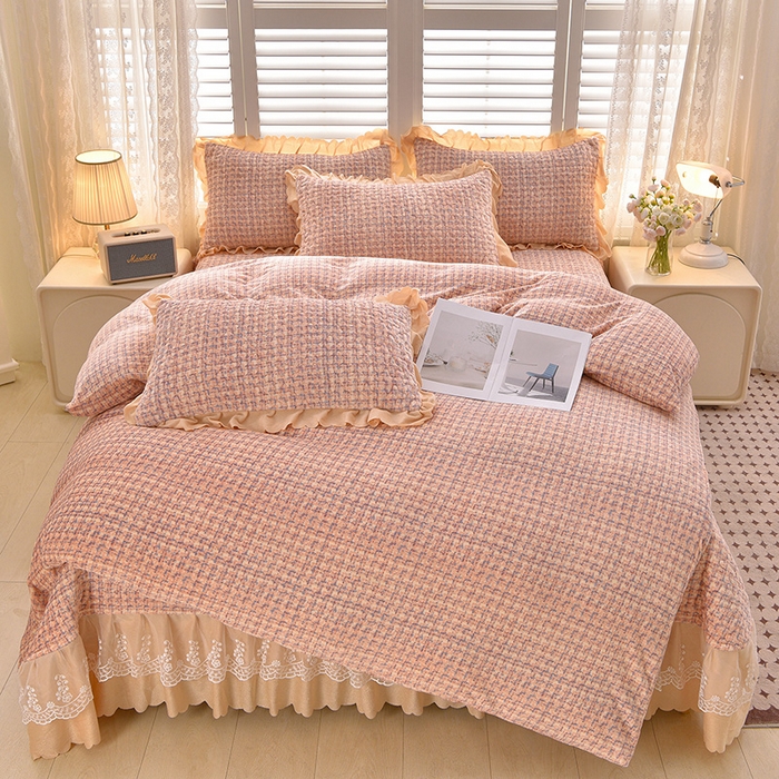 91家纺网 家纺一手货源 找家纺 艺慕家纺 2025新款时尚印花牛奶绒床盖四件套 波西米亚