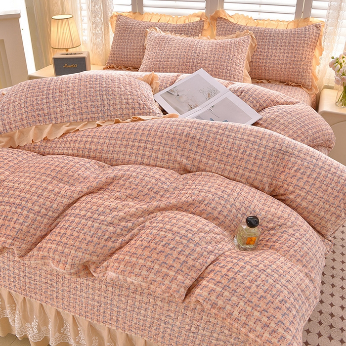 91家纺网 家纺一手货源 找家纺 艺慕家纺 2025新款时尚印花牛奶绒床盖四件套 波西米亚