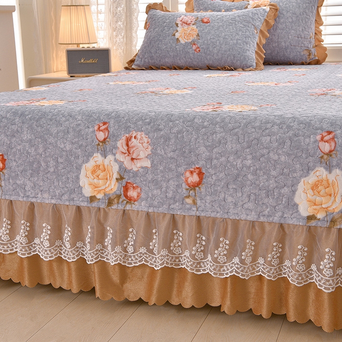 91家纺网 家纺一手货源 找家纺 艺慕家纺 2025新款时尚印花牛奶绒床盖四件套 国色天香