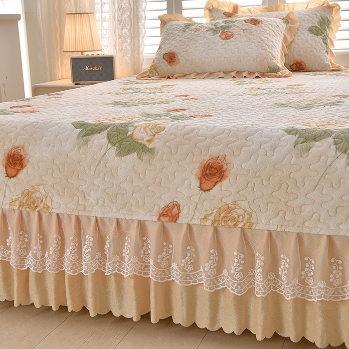 91家纺网 家纺一手货源 找家纺 艺慕家纺 2025新款时尚印花牛奶绒床盖四件套 盛世牡丹