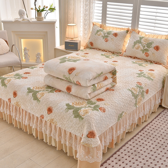 91家纺网 家纺一手货源 找家纺 艺慕家纺 2025新款时尚印花牛奶绒床盖四件套 盛世牡丹