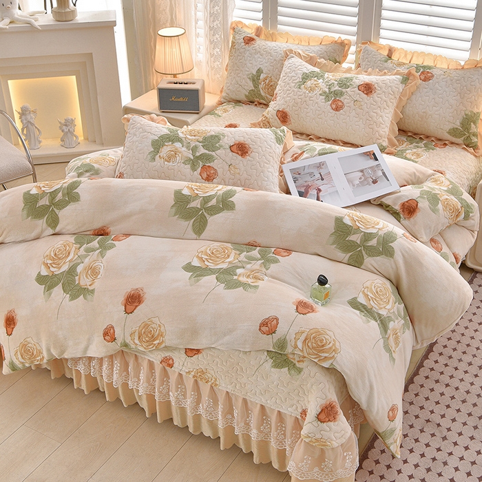 91家纺网 家纺一手货源 找家纺 艺慕家纺 2025新款时尚印花牛奶绒床盖四件套 盛世牡丹